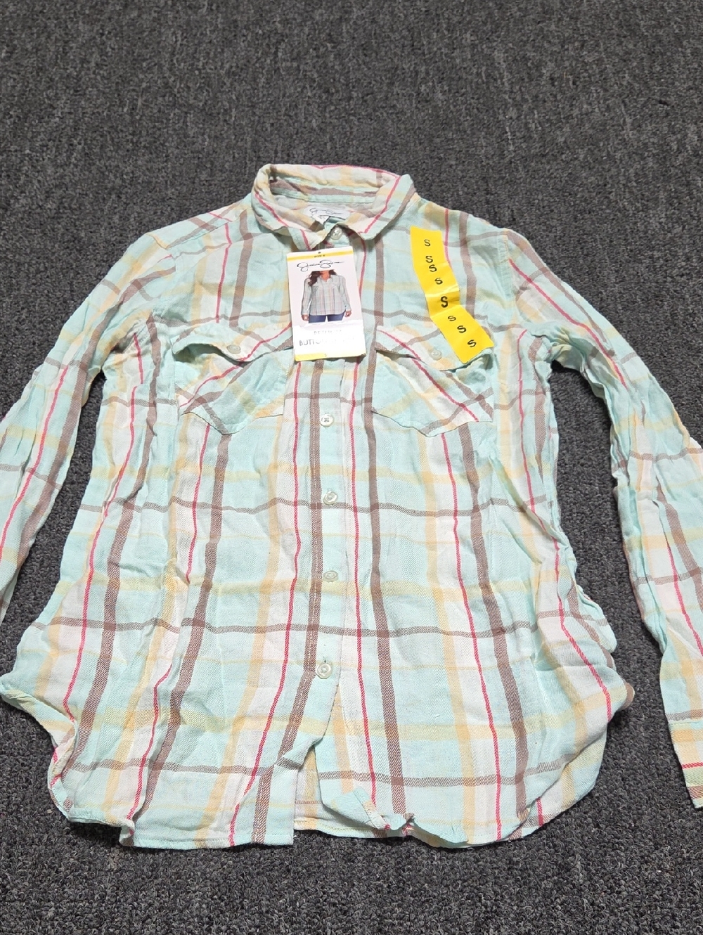 (#1) Jessica Simpson Light Blue Plaid Button-Down Shirt